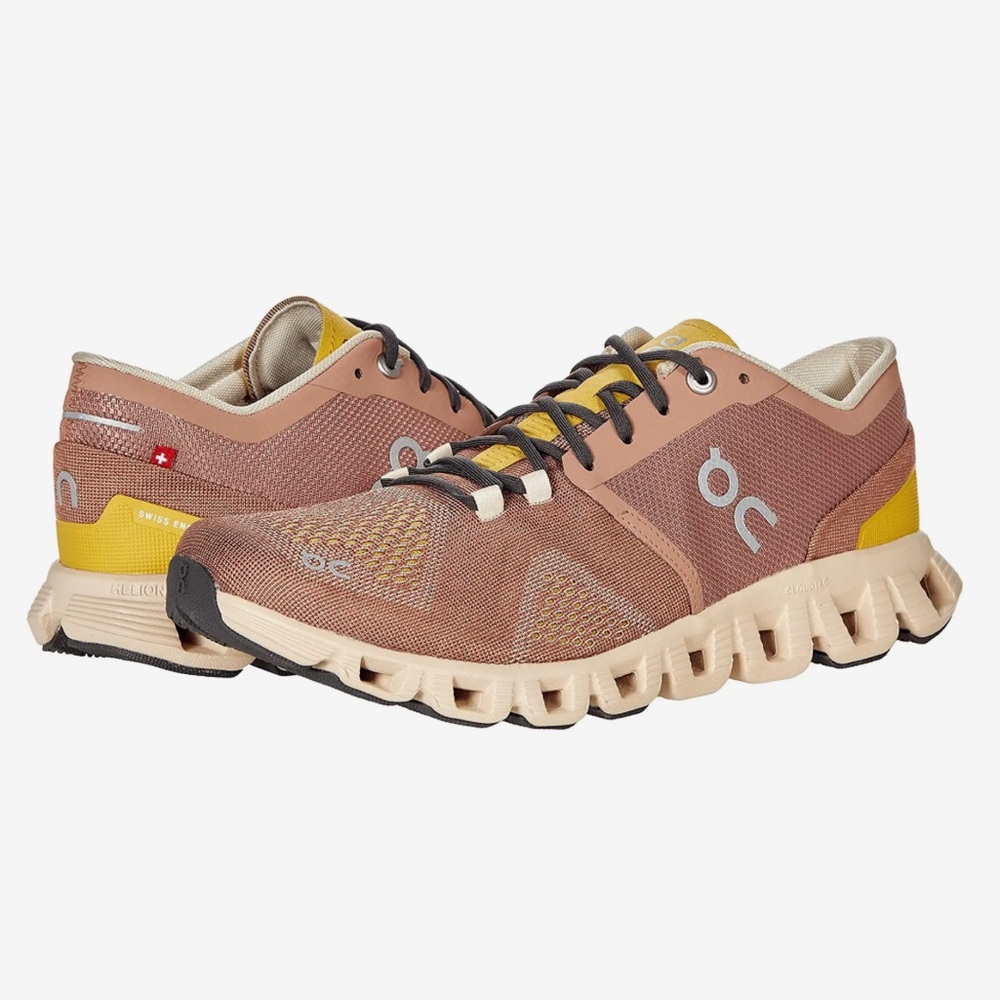 On Running Women's Cloudswift Sneakers in Mauve with Yellow Accents